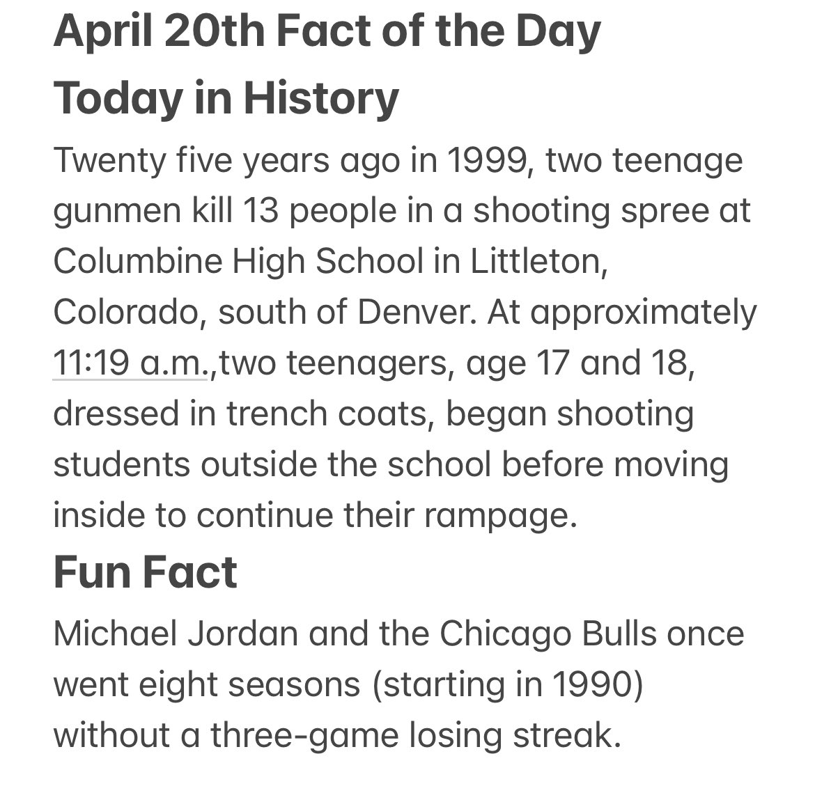 Fact of the Day for April 20th #factoftheday