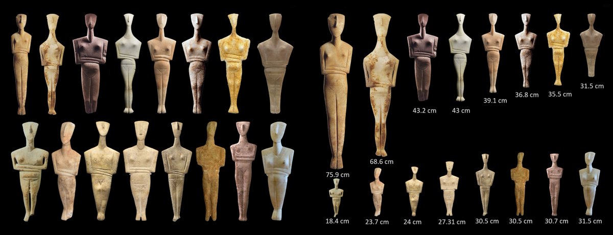 raptis_sotirios's tweet photo. 16 Marble Cycladic female figurines, canonical type – Dokathismata variety.
Early Cycladic ll period, ca. 2700 – 2300 BC.
Height: 75.9 cm – 18.4 cm
(ver.2)
#Cyclades #Greece #EarlyBronzeAge
#Cycladic #EarlyCycladic #cycladicfigurine #cycladicidol #cycladicart https://t.co/TOfNciR9Gj