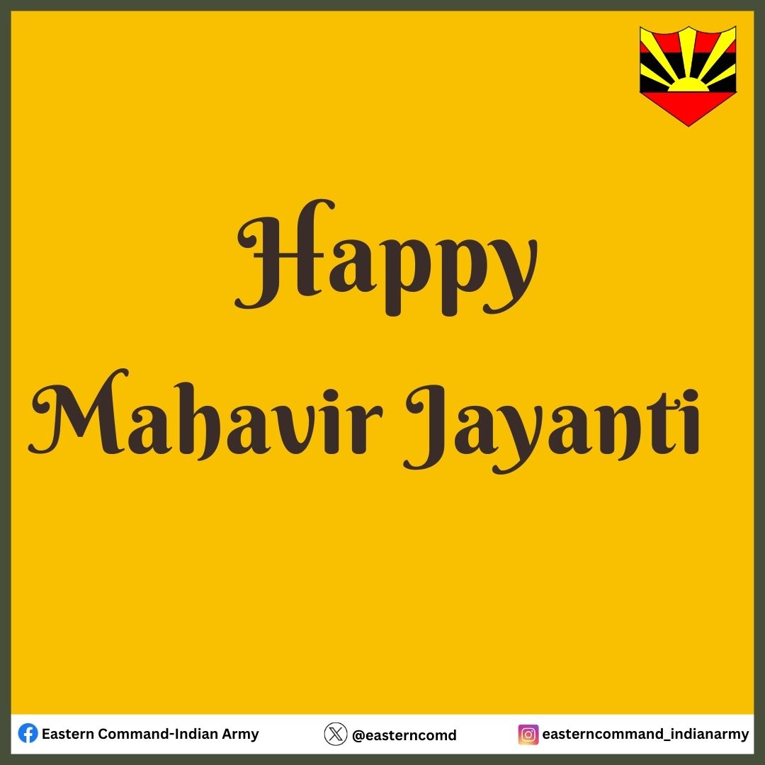 #IndianArmy Lt Gen RC Tiwari #ArmyCdrEC extends best wishes to all citizens, Army personnel and their families on the occasion of #MahavirJayanti. May the blessings of Lord Mahavir bring happiness, peace and prosperity among the all. @adgpi @SpokespersonMoD Facebook -…