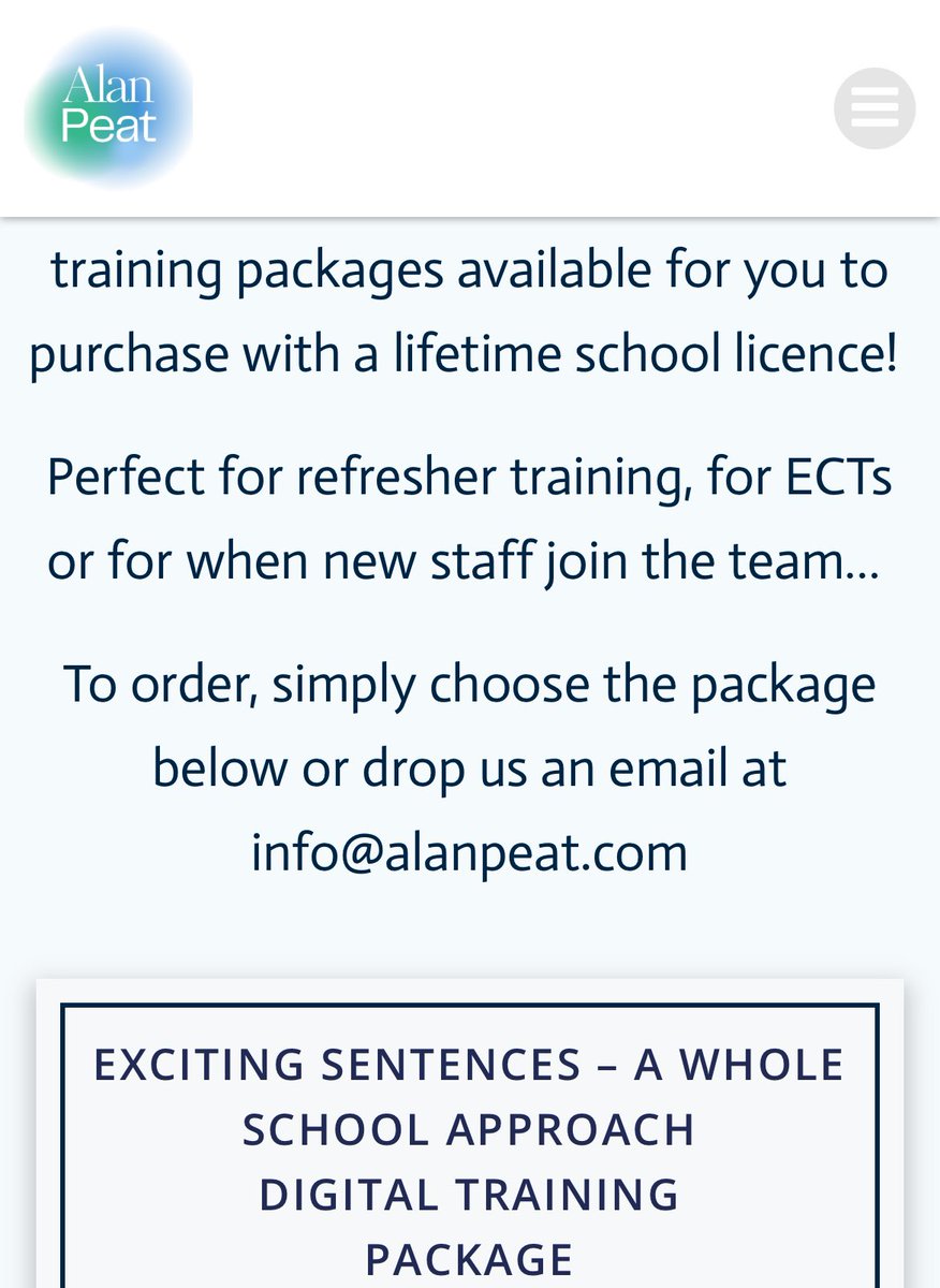 DIGITAL TRAINING WITH A LIFETIME SCHOOL LICENCE. Once bought you can use it year after year - with new staff, as a refresher etc 2 full day Digital training packages out now - Non-fiction & Exciting Sentences. Narrative out in August then twilights alanpeat.com/?page_id=105