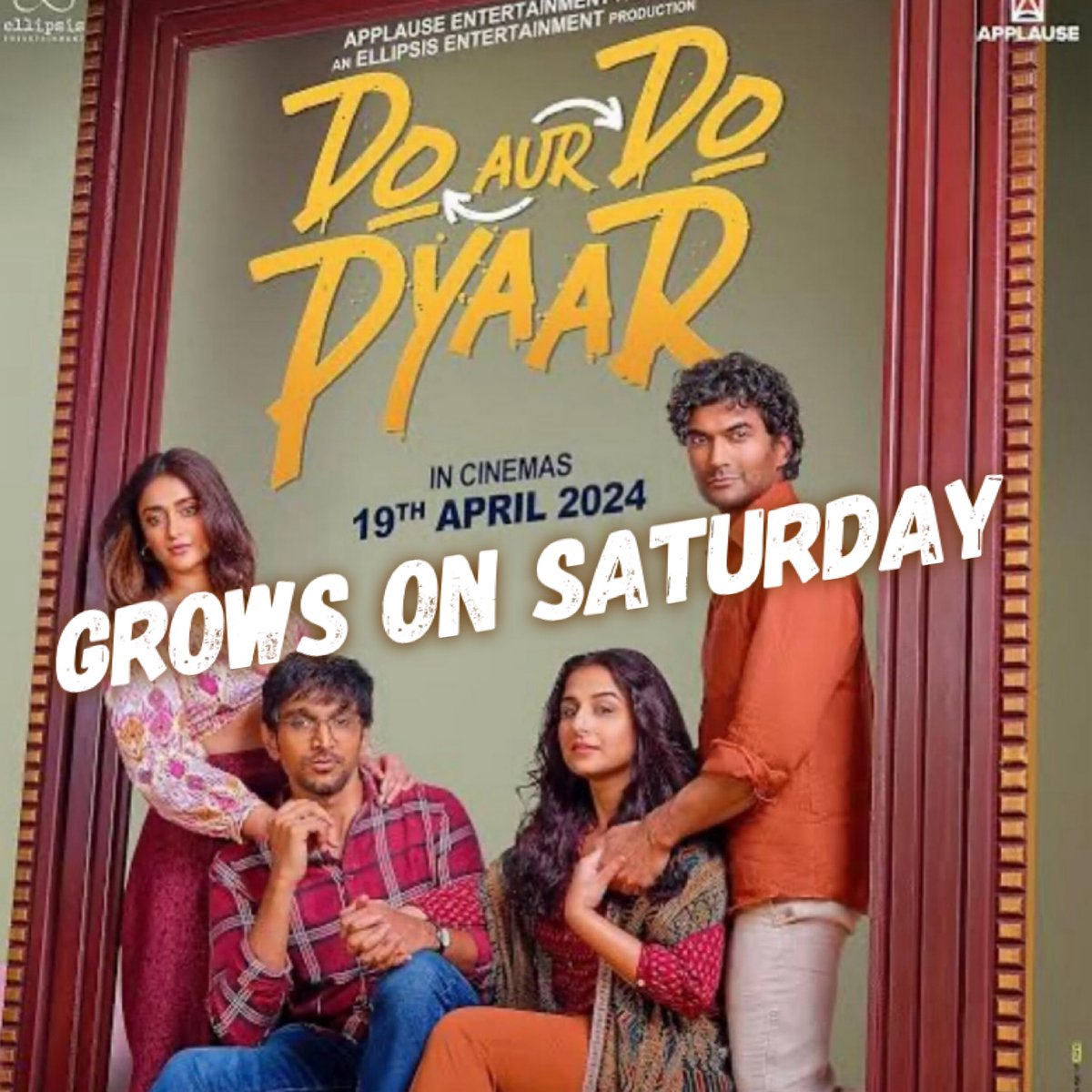 #DoAurDoPyaar grows around 60% on Saturday. The film is being patronised by the target audiences and today will turn out to be even better.

Friday - 80 lakhs
Saturday - 1.28 crore

Total - 2.08 crore