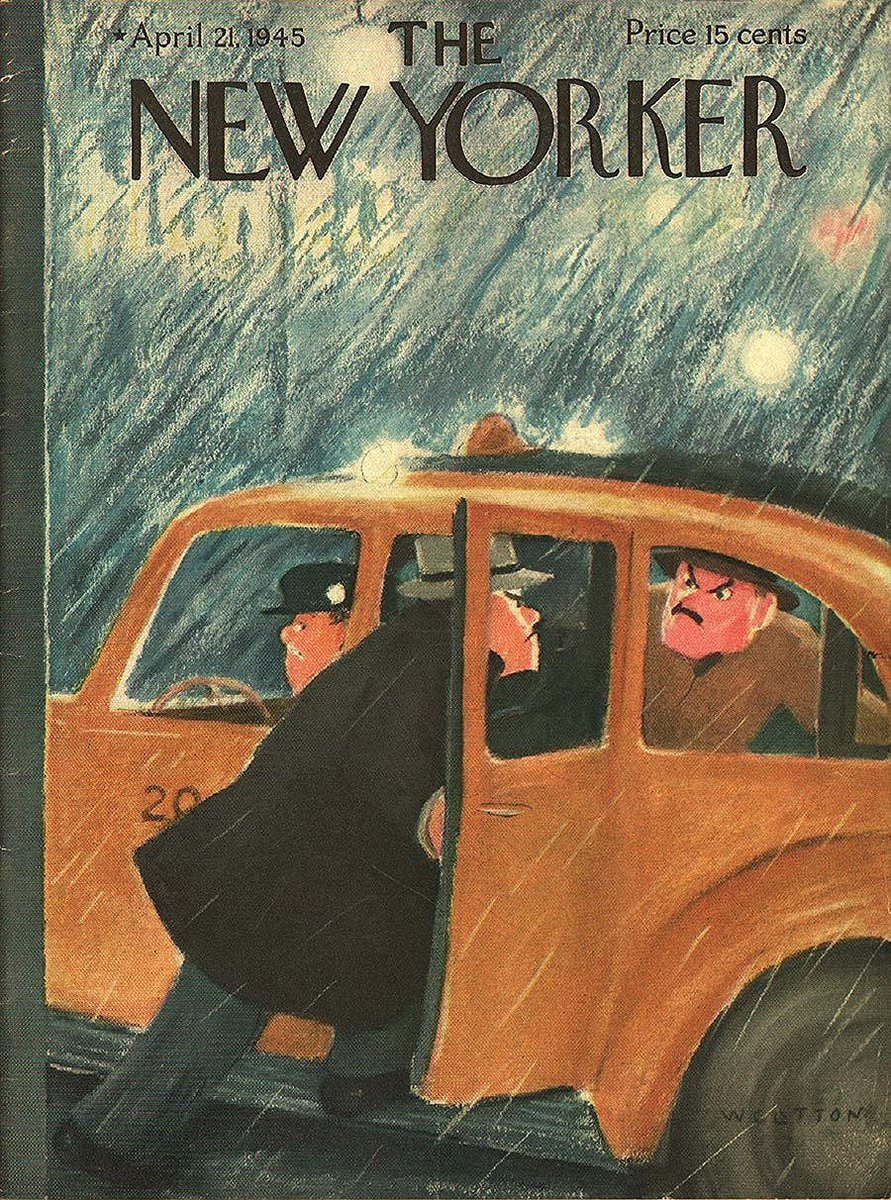 #OTD in 1945
Cover of The New Yorker, April 21, 1945
William Cotton
#TheNewYorkerCover #WilliamCotton #AprilShowers