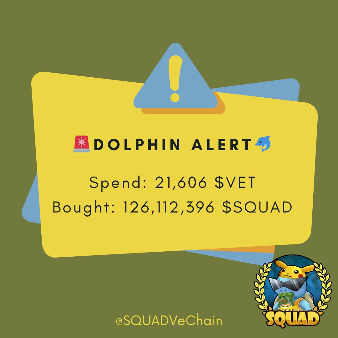 Dolphin Alert!! Get your $SQUAD on TurtleSwap.Turtlelabs.Finance RT & Comment to Welcome the Dolphin in the $SQUAD and Spread Awareness! Join us: discord.gg/NAmCVKAp $VET $VTHO $SHA $SOL $TOBY $BONK $DOGE $PEPE $BTC #BTC #Bitcoin