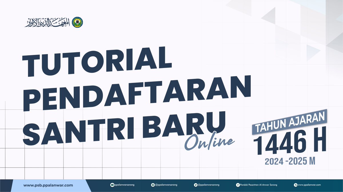 ppalanwarsarang's tweet photo. Tutorial dan tata cara registrasi/pendaftaran Pondok Pesantren Al-Anwar 1 Sarang Rembang secara online melalui website Tahun Ajaran 1445-1446 H. / 2024-2025 M.

Video Selengkapnya : https://t.co/dmiO4JFMMW

Link Pendaftaran Santri Baru Online : https://t.co/VjxykbquLu https://t.co/HgvQNprLDx