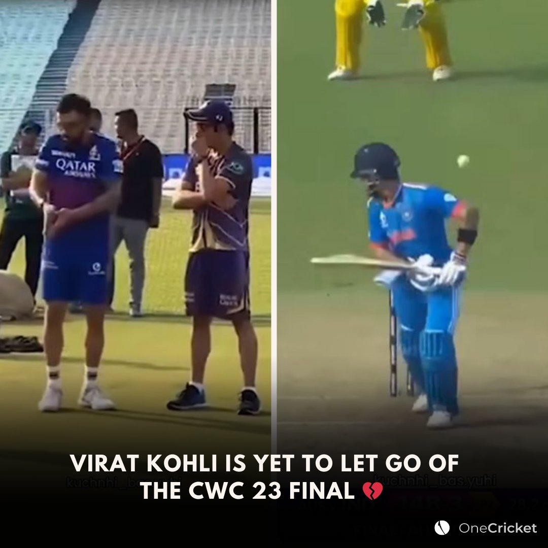Virat Kohli was seen reflecting on his dismissal during the CWC23 final with Gautam Gambhir 🥲 #ViratKohli #KKRVSRCB #WorldCup23