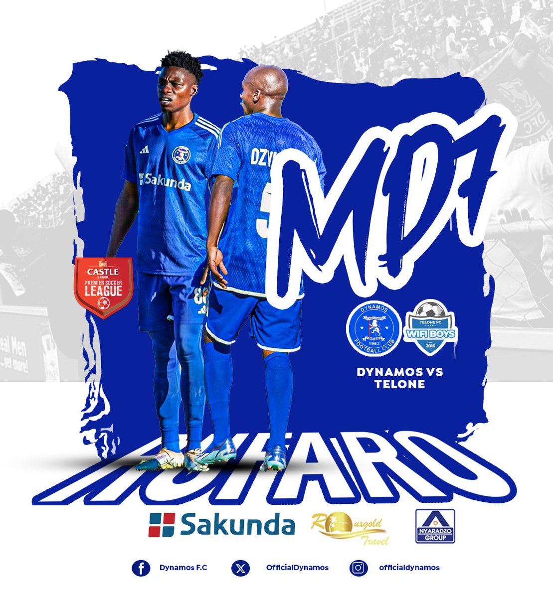 We face Telone FC this afternoon, see you soon Chazunguza🔵⚽️. Tickets: $3, $5 and $10 #GlamourBoys