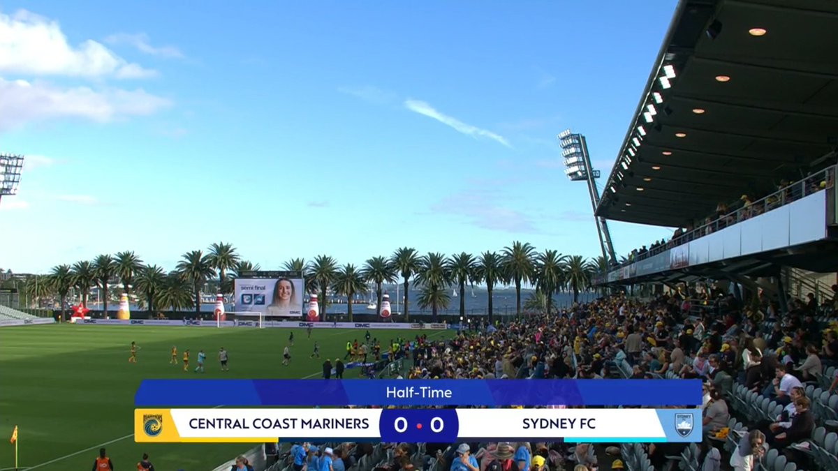 It's a Perfect afternoon for Football in Gosford, and the crowd are loving this match between @CCMariners and @SydneyFC!! Join Tara and Cat for the Half-Time Show!! 📱💻📺: 10play.com.au/live/bold (live stream) @TaraRushton @cannuli_13