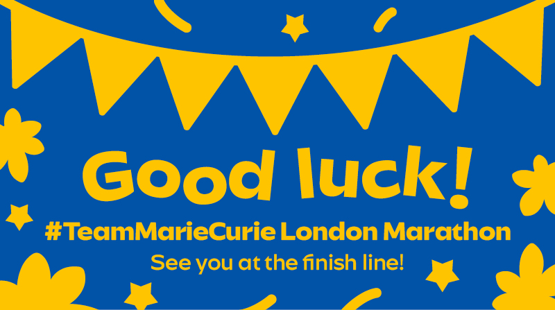 Wishing the best of luck to everyone from #TeamMarieCurie running this year’s #LondonMarathon 👟 All your hard work has come down to this. We’re proud of you! If you know someone running, tag them below and share a good luck message 💛