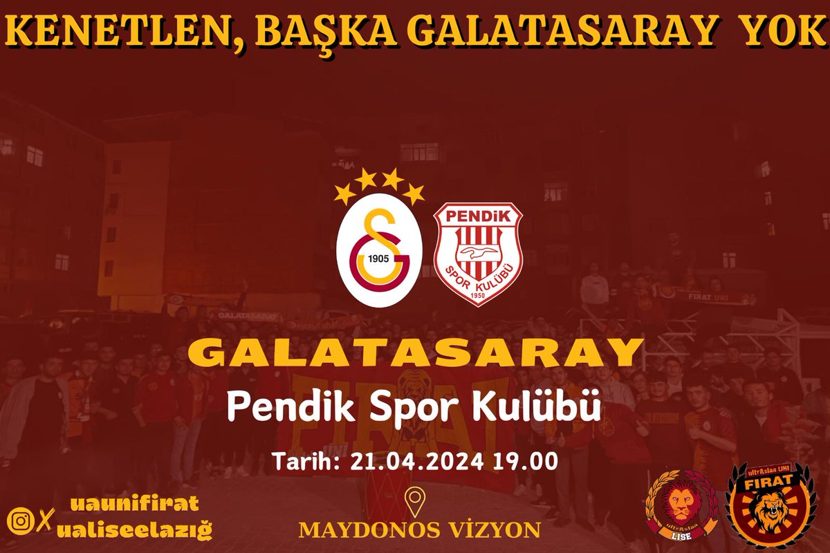 Galatasarayımızın Pendikspor ile oynayacağı süper lig maçını hep beraber maydonoz vizyonda izliyoruz #ultrAslanUNI #DoğuAnadoluBölge