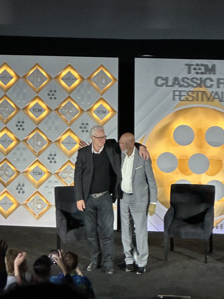 Tim Robbins and Morgan Freeman together again, before the screening of The Shawshank Redemption at #TCMFF. Robbins recalled that after the film, “people would stop me in the street and say how important the film was to them.”