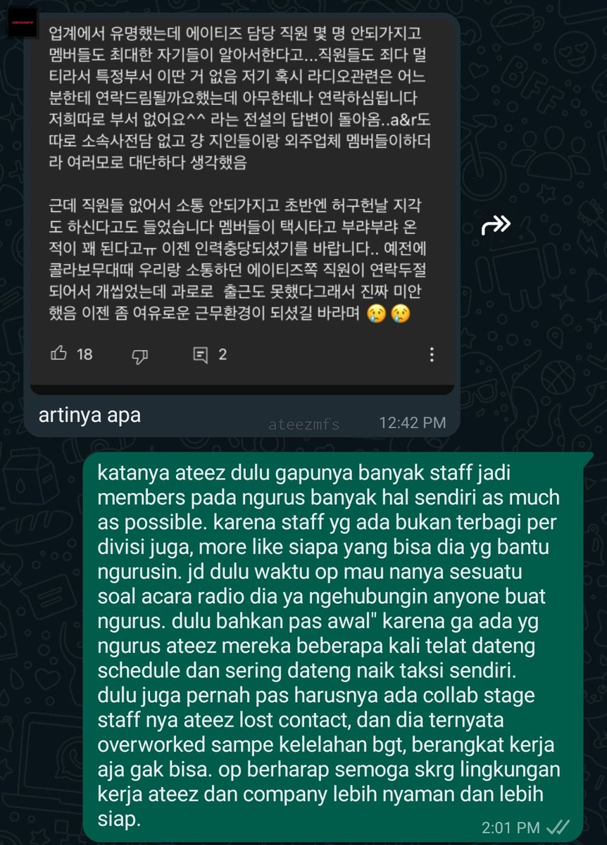 [az] sender dikirimin screenshot tntg ateez and i think you need to know how far they've come ❤