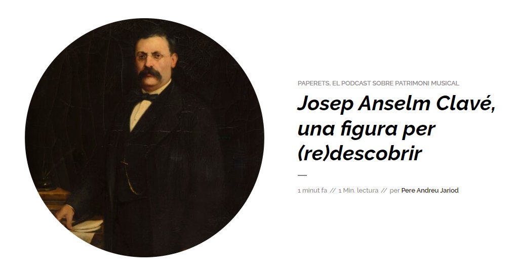 Pere-Andreu Jariod (@perandreuj) on Twitter photo Coincidint amb el dia exacte en què es compleixen 200 anys del naixement de Josep Anselm Clavé, <a href="/FictaEdicions/">FICTA edicions</a> publica un capítol de #Paperets en què Anna <a href="/CostalFornells/">Anna Costal i Fornells</a>, comissària de l'Any Clavé, ens situa el personatge i ens anima a (re)descobrir-lo! podcast.ficta.cat/paperets/josep… Coincidint amb el dia exacte en què es compleixen 200 anys del naixement de Josep Anselm Clavé, <a href="/FictaEdicions/">FICTA edicions</a> publica un capítol de #Paperets en què Anna <a href="/CostalFornells/">Anna Costal i Fornells</a>, comissària de l'Any Clavé, ens situa el personatge i ens anima a (re)descobrir-lo! podcast.ficta.cat/paperets/josep…