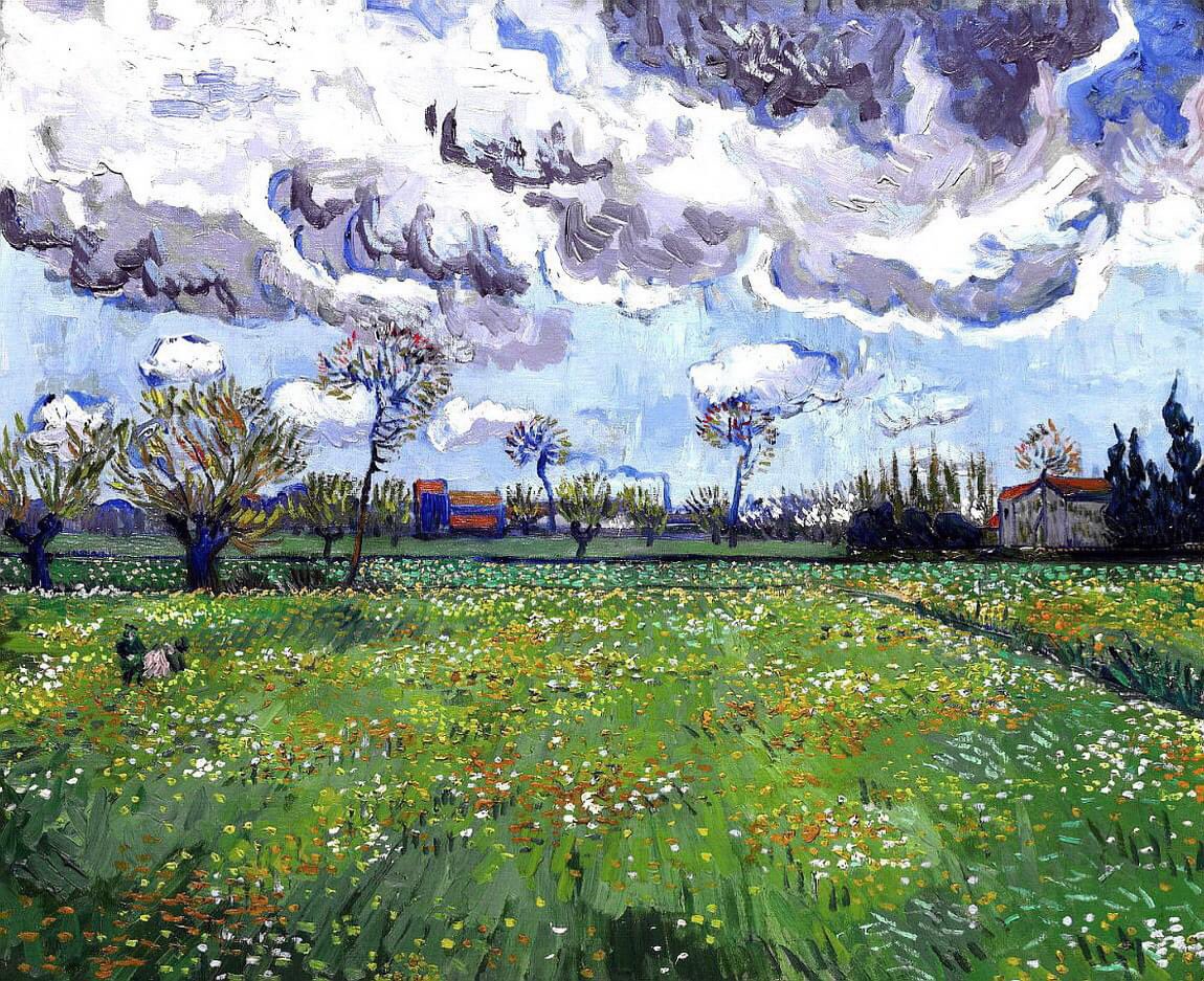 Vincent van Gogh, Paesaggio sotto un cielo nuvoloso, 1888