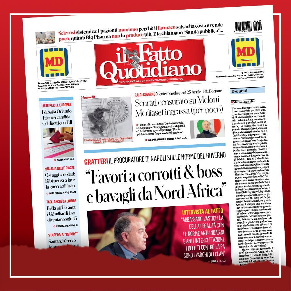 'Favori a corrotti & boss e bavagli da Nord Africa' Leggi Il Fatto Quotidiano 👉 ilfat.to/primapagina