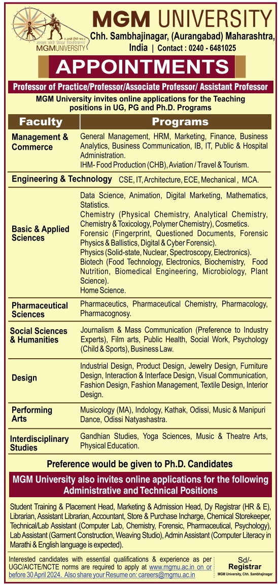 MGM University #Biotech #FacultyJobs

helpbiotech.co.in/2024/04/mgm-un…