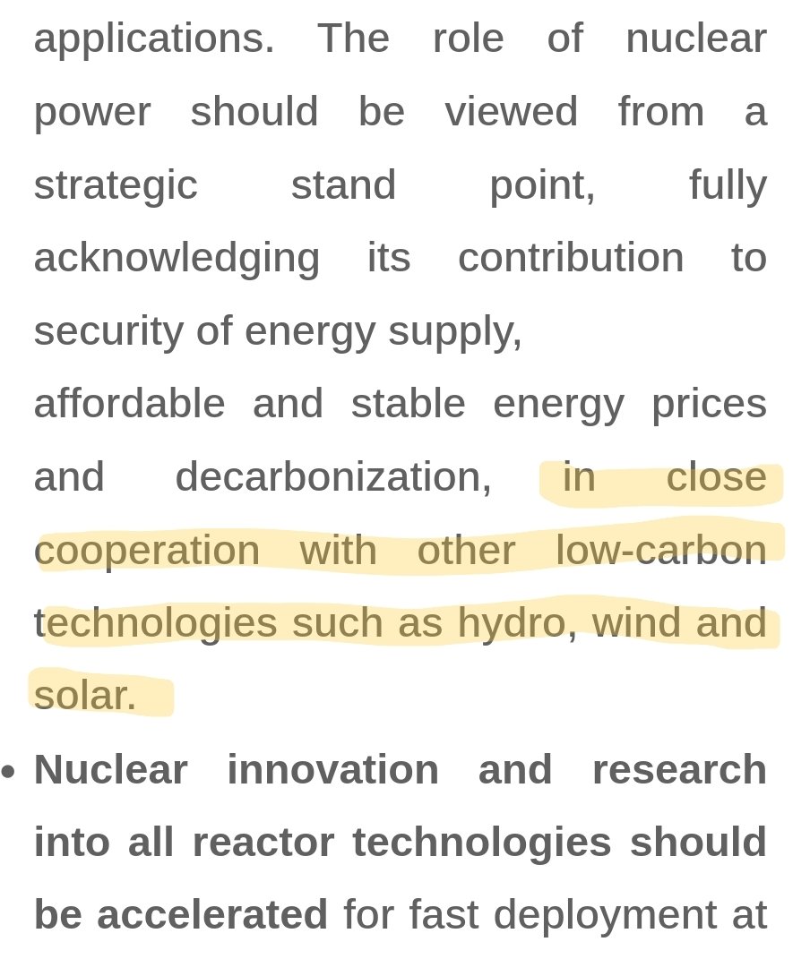 Meanwhile, in the real world, @NEI endorses joint statements such as this one for #COP27, explicitly supporting renewable energy sources alongside #nuclear energy.

Let's be crystal clear: only Dr D's team wants to exclude #CleanEnergy options. And it isn't for honest reasons.