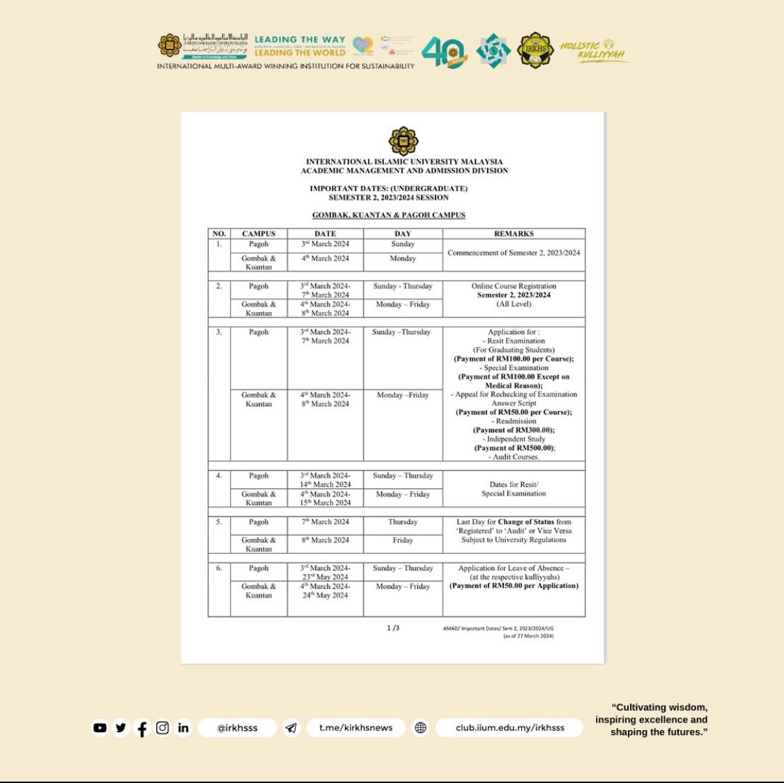 IRKHSSS's tweet photo. This document was last updated on 27 March 2024.

Thank you. Wassalam.
 
Regards,
Islamic Revealed Knowledge and Human Sciences Students' Society (IRKHSSS)
2023/2024
———— https://t.co/qe6qW6W8pQ