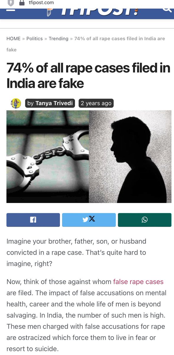 @rishikagupta__ Indian women are famous for filing #FalseRape and #FalseSexualAssault cases. This lying has gone to the whole new level and hence nobody wanna believe you, Rishika.