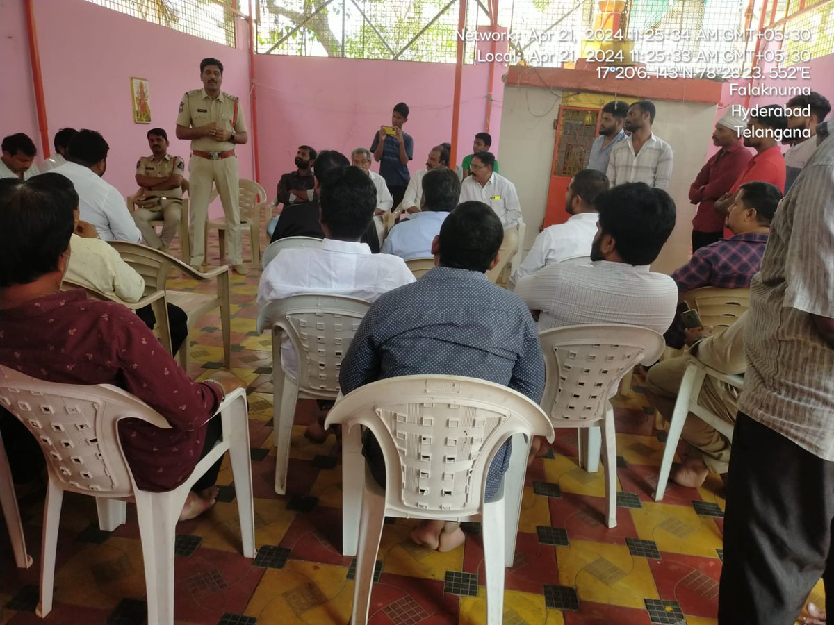 Today 21.04.2024 SHO  Sri. Adi Reddy and SI Nagaraju sir conducted the Community meeting at BANJARA  colony, Falaknuma regarding illegal liquor, Awareness of Ganja smokers and control the vagabonds and strictly instructed to them closing the all establishments in time sir.