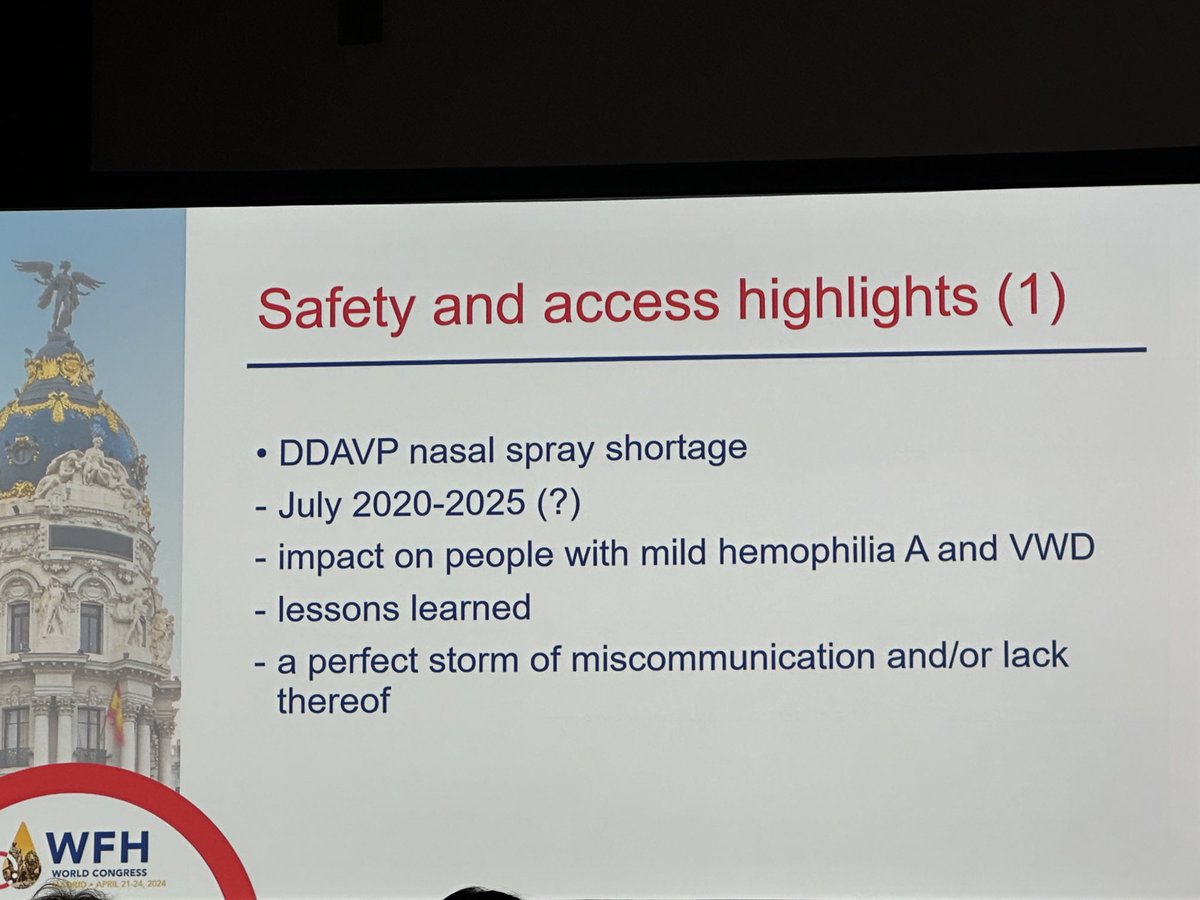 No news on the shortage of intranasal ddavp other than hope it will be available next year. #wfh2024