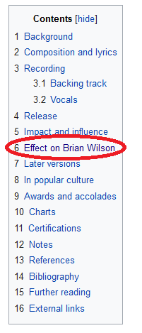 I love that the Wikipedia page for Be My Baby by The Ronettes has a solid 5 paragraphs dedicated to the impact it had on Brian Wilson
