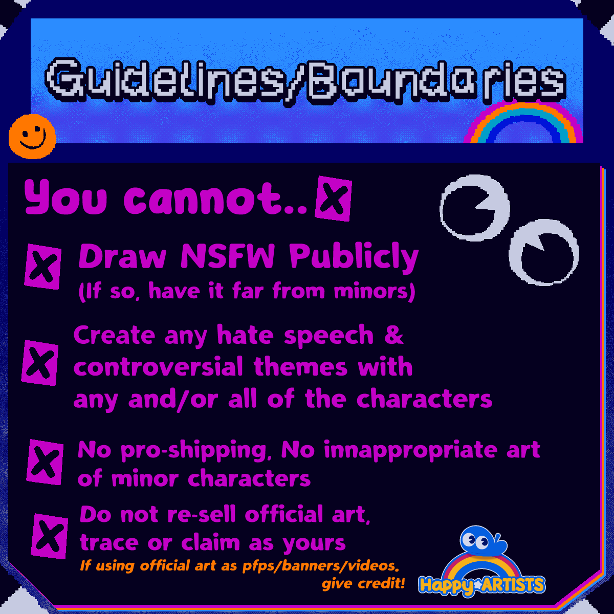 FabySaturn's tweet photo. 🌈🌟 I've made official fan work guidelines for #happyartistsarg! 🌈💙 https://t.co/7fgBhRGAVX