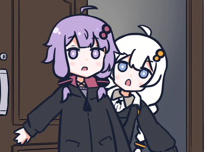 ゆかりさんのうしろから出てくるあかりちゃん 