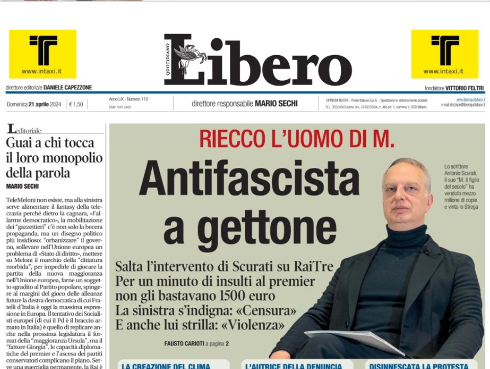 Ma che problemi ha polifemo o’direttore?

Ps.: #scurati è un uomo di merda? tu solo m. , senza uomo.

#Scurati #Telemeloni