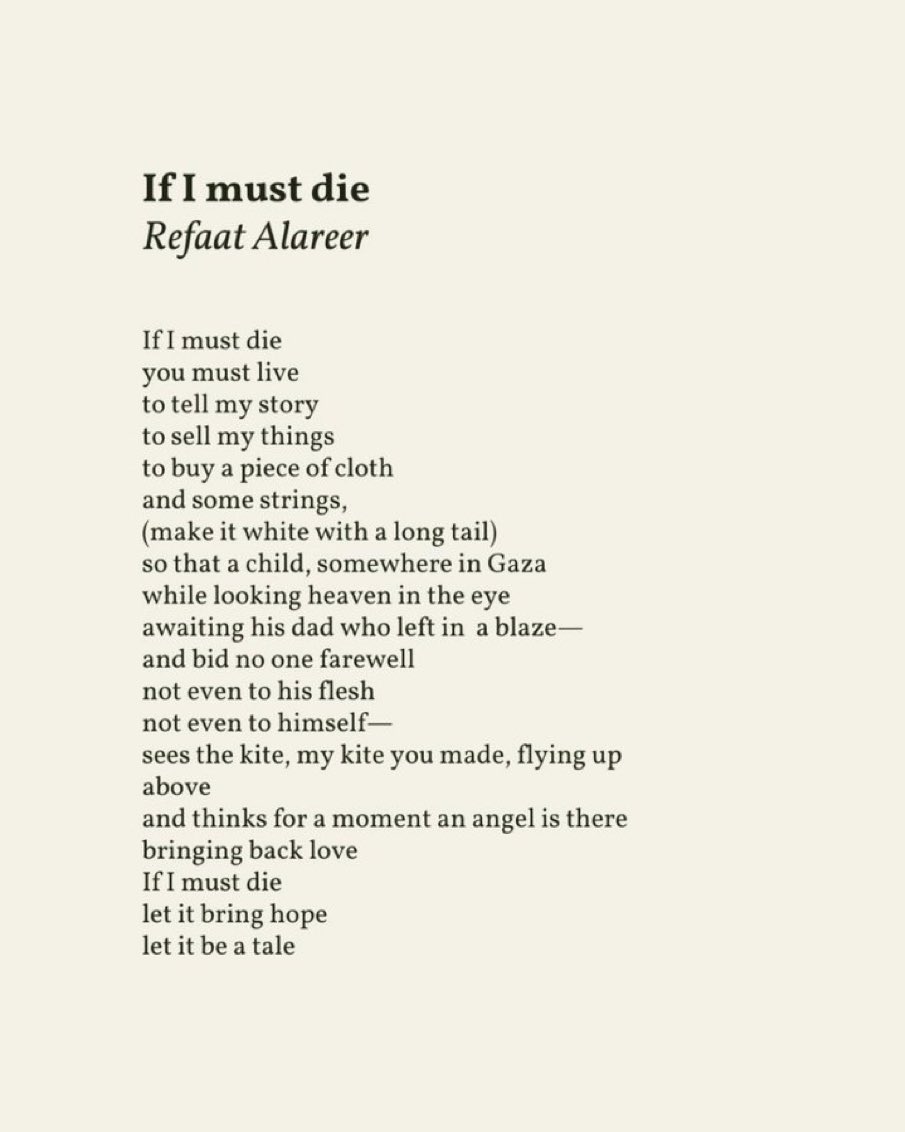 Bias?! Pro-Israel political interference to remove the poem 'If I must die' by Refaat Alareer - who was assassinated by Israel - from a display in a public library. I'm a Jewish Torontonian who grew up in and learned so much from Toronto libraries. Not in my name @torontolibrary