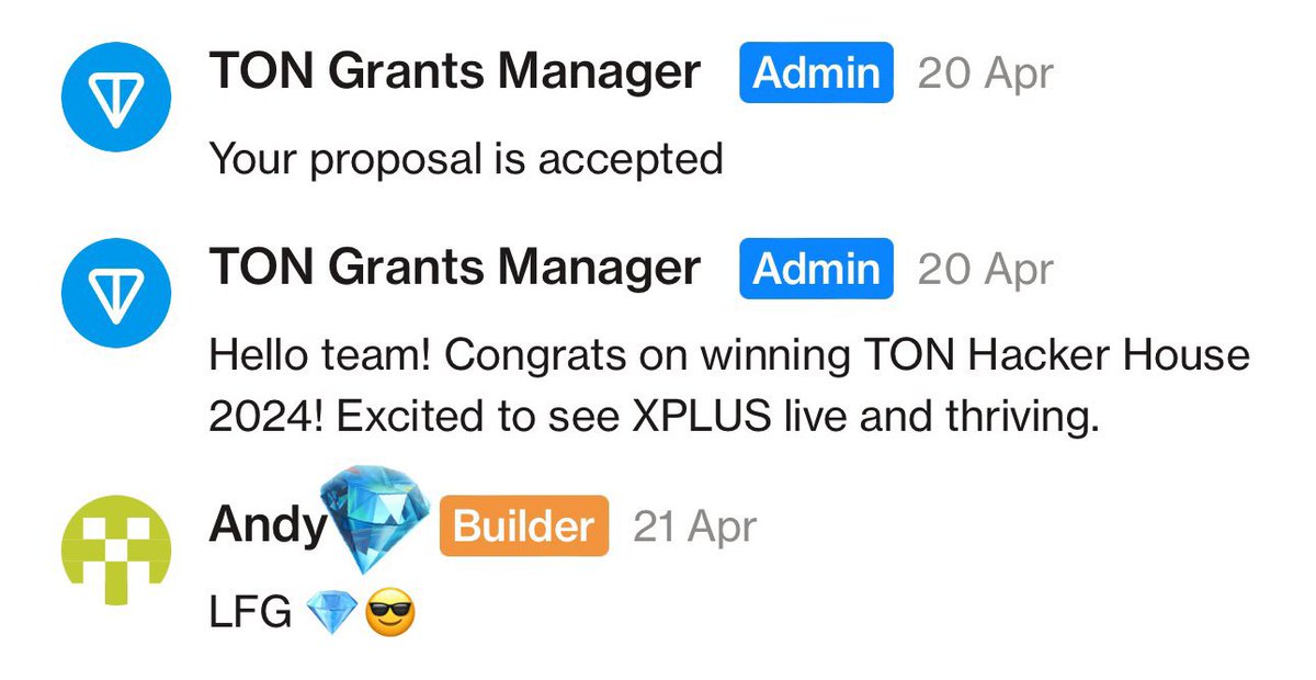 🏆 Excited! Excited! 🌕 Grant is accepted from @ton_blockchain 💎😎 Sit back, relax and watch $XPLUS LFG in #TON ecosystem