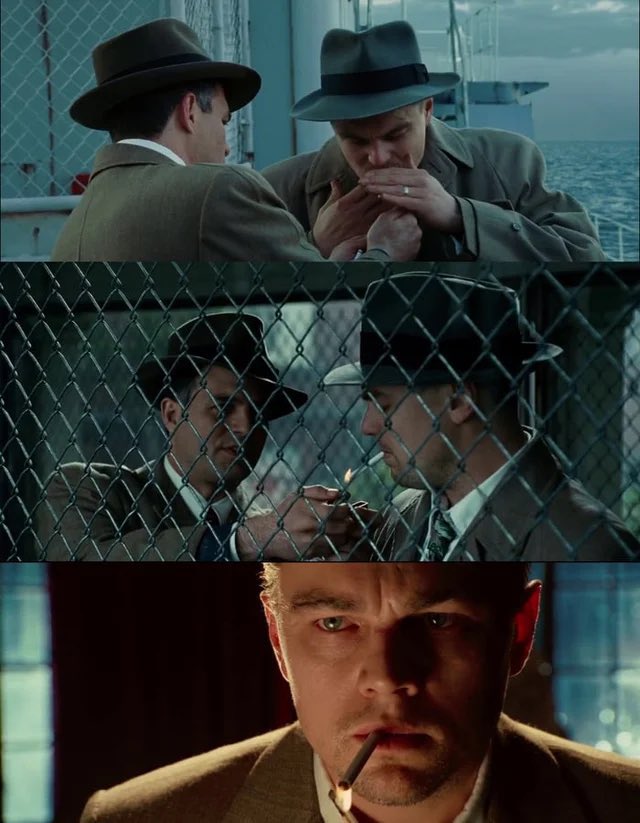 In ‘Shutter Island’ (2010), every time Leonardo smokes in the film he gets his cigarettes lit by someone else. This shows he was a patient because mental patients are not allowed to have matches.

#knowyourmovie #shutterisland #leonardodicaprio #markruffalo #martinscorsese