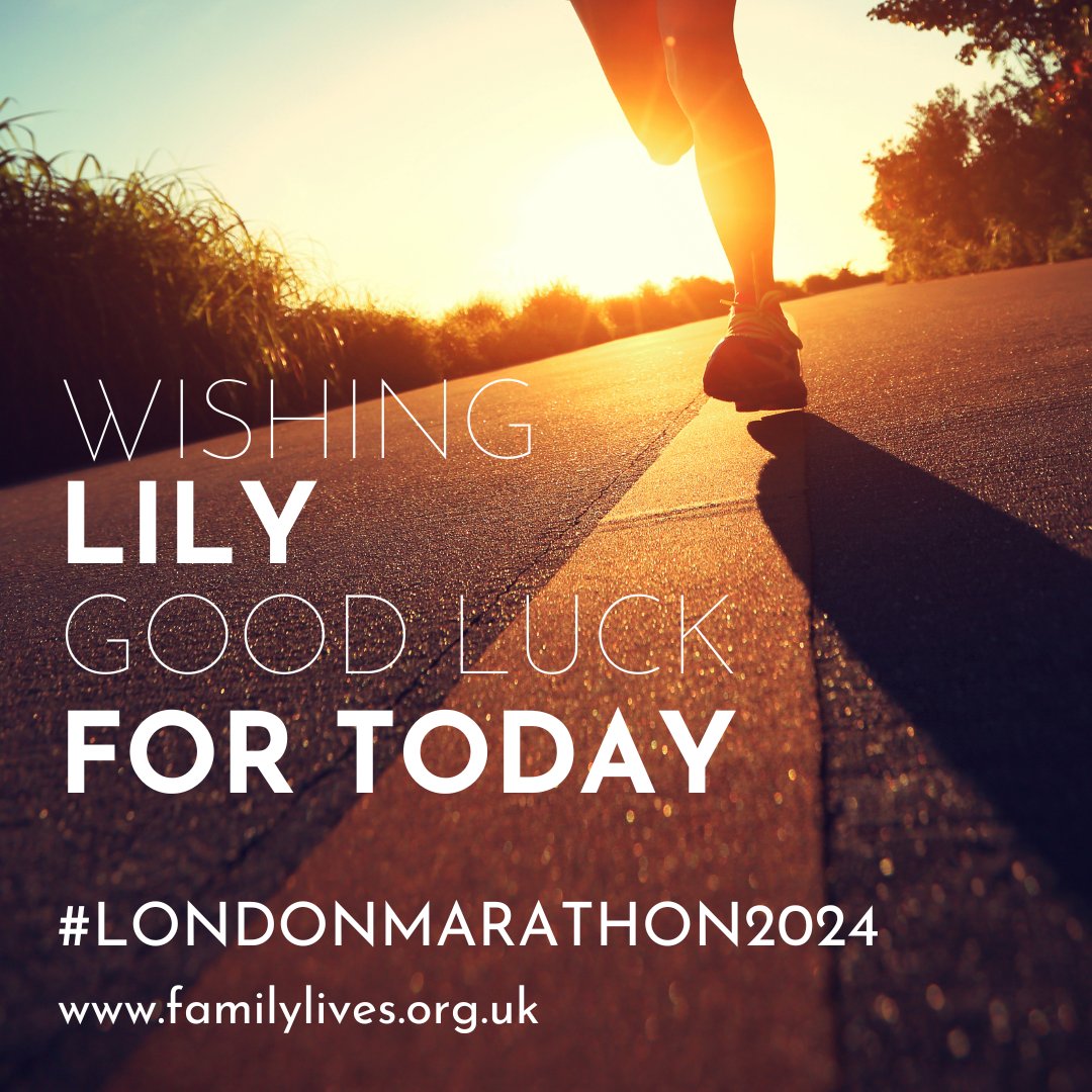 Wishing Lily all the very best today at the #LondonMarathon2024 - we cannot thank you enough for supporting Family Lives . If you would like to sponsor Lily, please use this link, no matter how big or small, your donation helps us support families 2023tcslondonmarathon.enthuse.com/pf/lily-hassell