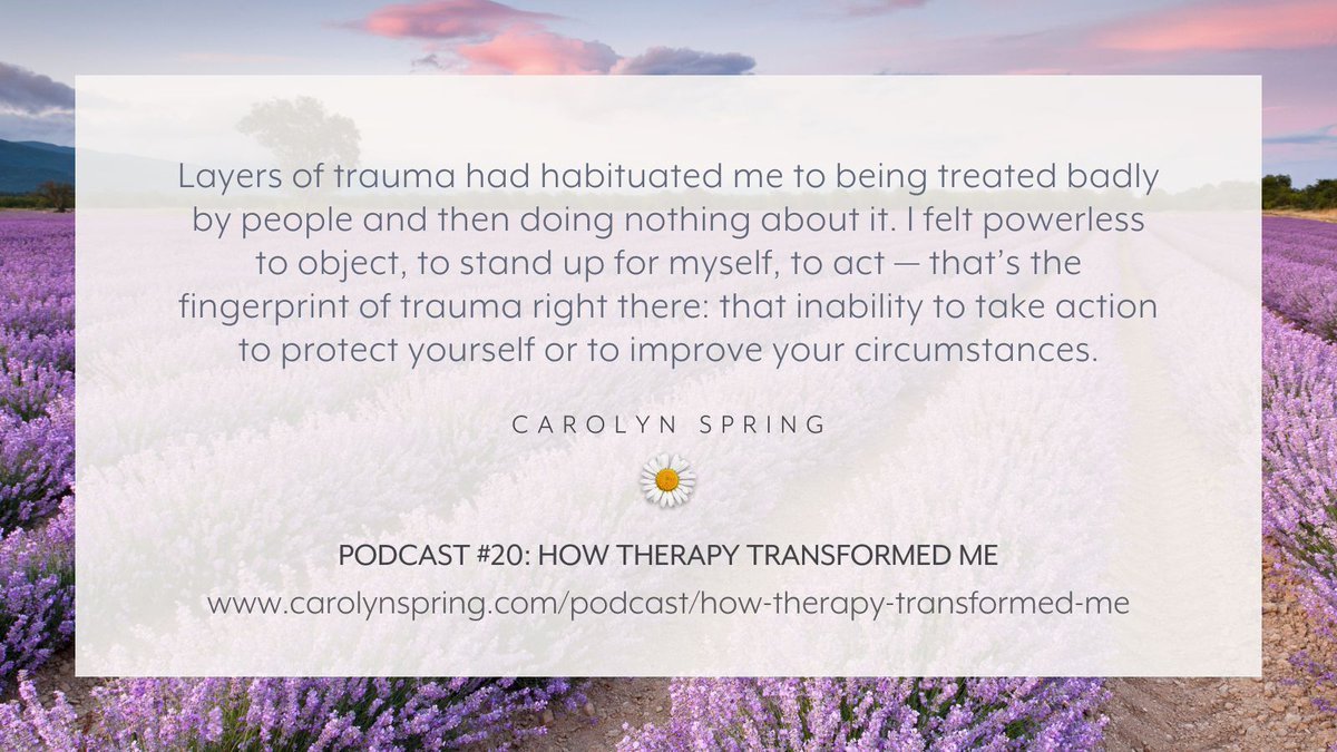 I had to learn to DO something about my circumstances rather than just complaining about them. That complaining was all I felt able to do, as I was stuck in traumatic freeze. Listen: carolynspring.com/podcast/podcas… #TherapistsConnect
