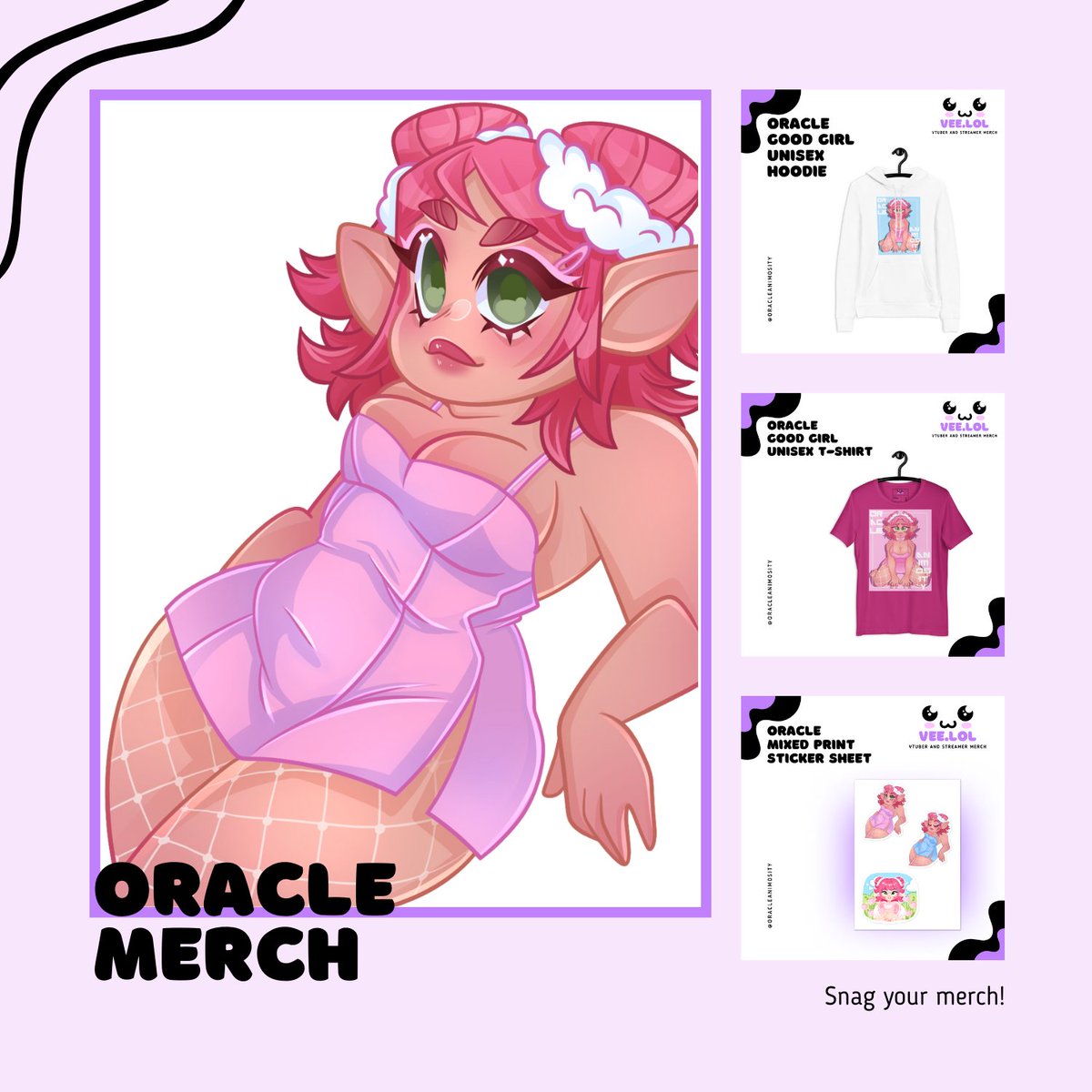 ⋆｡‧˚ʚ Grab some cute apparel from @OracleAnimosity's shop! ɞ˚‧｡⋆  

⇢ Don't forget to tag us in the merch you snagged!  

#VtuberEN #VTuberUprising #MerchDrop #VTuberAssets