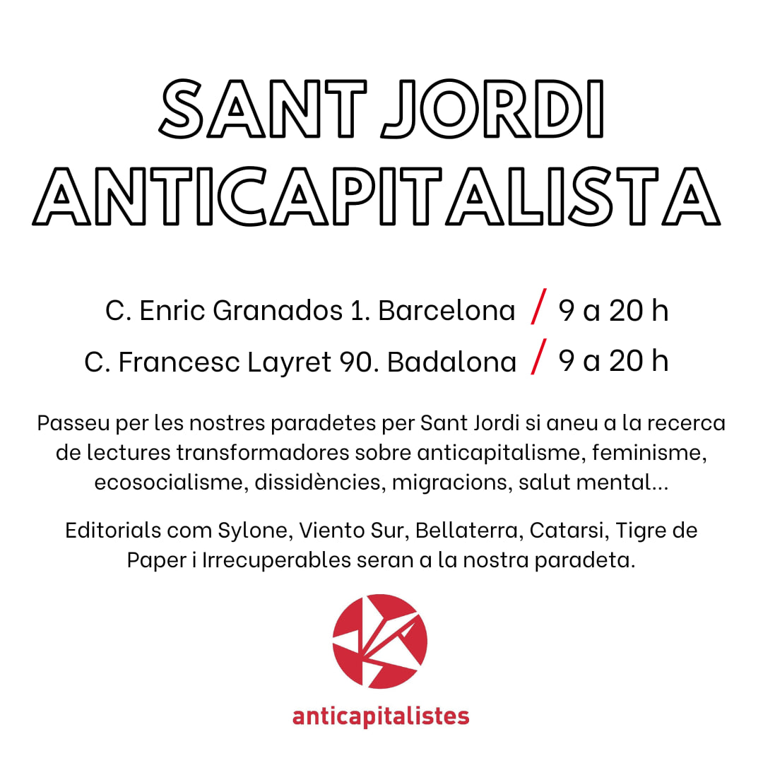 Per #SantJordi si busqueu llibres transformadors, de critica social, o que posen llum a debat actuals, passeu per les nostres parades.
Hem fet una selecció d'editorials com <a href="/SyloneEditorial/">Sylone Editorial</a>, <a href="/FVientosur/">Viento Sur @fvientosur.bsky.social</a>, <a href="/Bellaterra_ed/">Bellaterra Edicions</a>, <a href="/TigrePaper/">Tigre de Paper</a>, <a href="/LAgullaDaurada/">L'Agulla Daurada</a>
Us esperem i bona #Diada