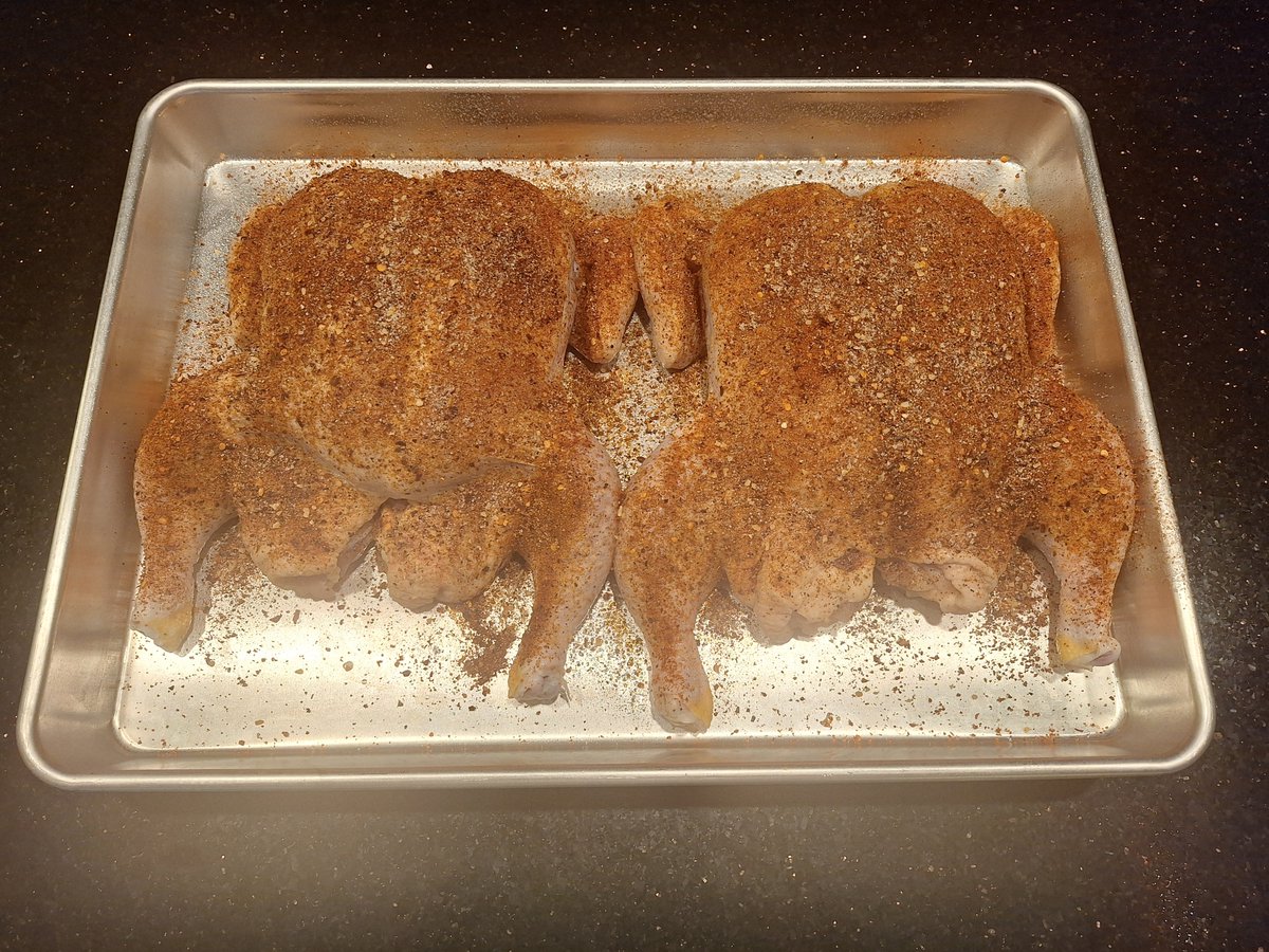 2 fat and juicy yardbirds ready for the smoker later!