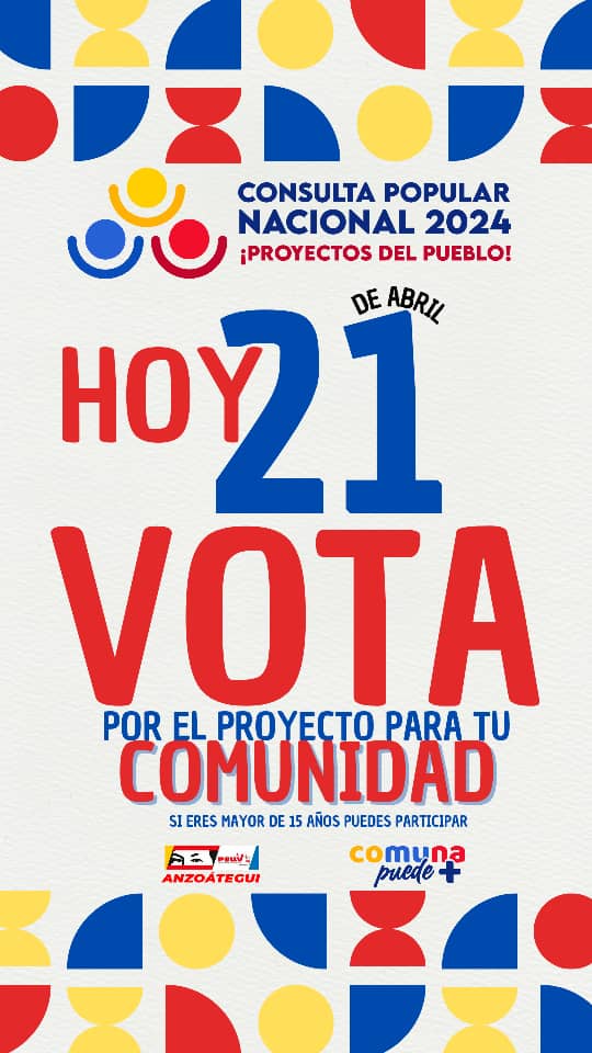 Hoy es día de fiesta; vamos todos a ejercer la democracia participativa y protagónica que nos brinda la Constitución de la República Bolivariana de #Venezuela; ve al centro más cercano a tu casa y vota por el proyecto de tu preferencia #ConsultaPopular2024 #NoAlBloqueoCriminal