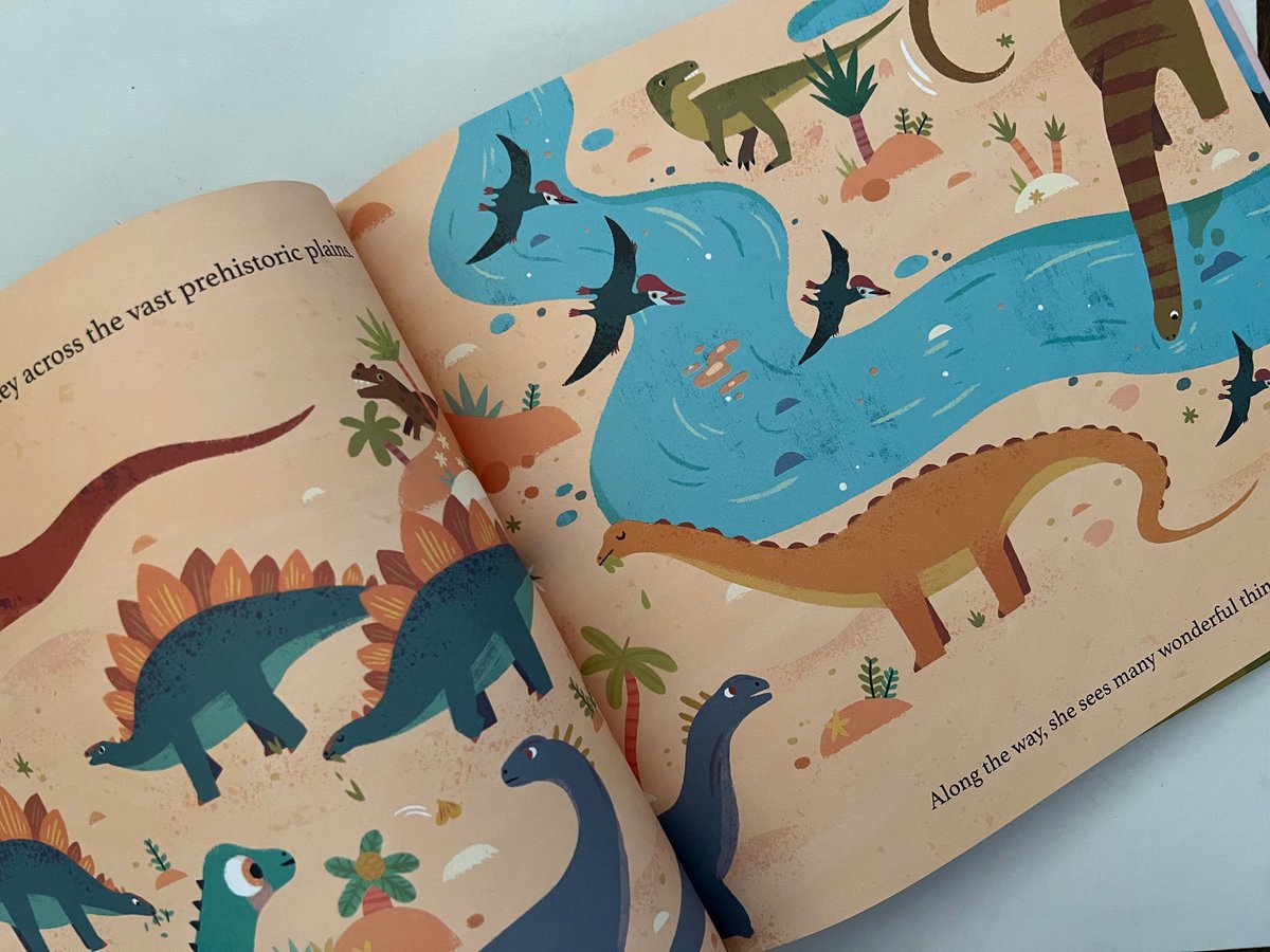 Ella Bailey’s ‘One Day On Our Prehistoric Planet … With A Diplodocus’ sees a young diplodocus setting out alone, overcoming obstacles and learning to trust safe adults. A perfect precursor to ‘starting school’ books. @FlyingEyeBooks