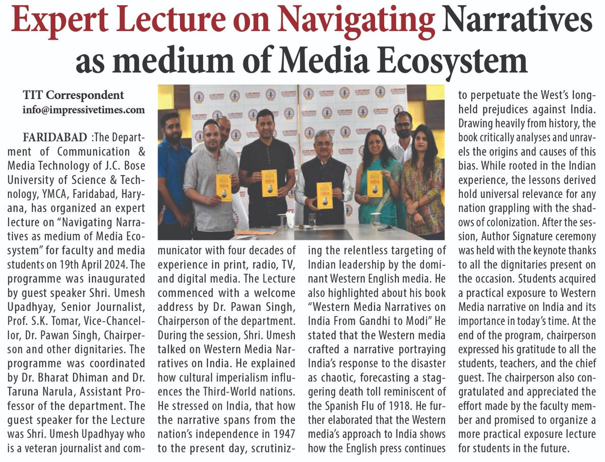 PAWANSINGHMALIK's tweet photo. विभिन्न समाचार पत्रों में कार्यक्रम कवरेज।
@upadhyayumesh #cmt #media #narrative #western_media #bjmc #mjmc #visual_communication https://t.co/O73RTjLjef