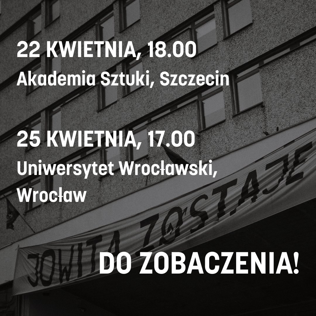 Kolejne spotkania wokół książki 'Jowita zostaje' w nadchodzącym tygodniu: 👉 22 kwietnia, Akademia Sztuki, Szczecin 👉 25 kwietnia, Uniwersytet Wrocławski, Wrocław