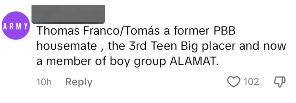 i just found out about this and this is so insane to me because i remember watching and rooting for a guy named franco in his pbb days and years later, i found alamat and liked tomas a lot in that group but i had no idea it's THE SAME PERSON??? he just has 2 names omg T-T