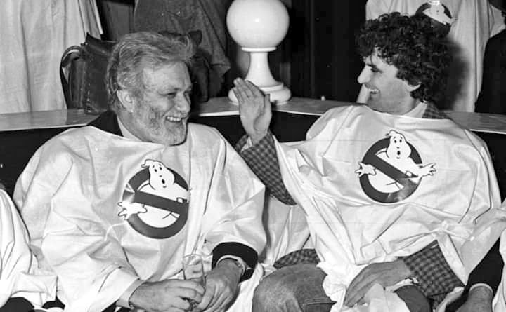 Luciano de Crescenzo e Massimo Troisi. #Ghostbusters Party, Hysteria Club, 1985