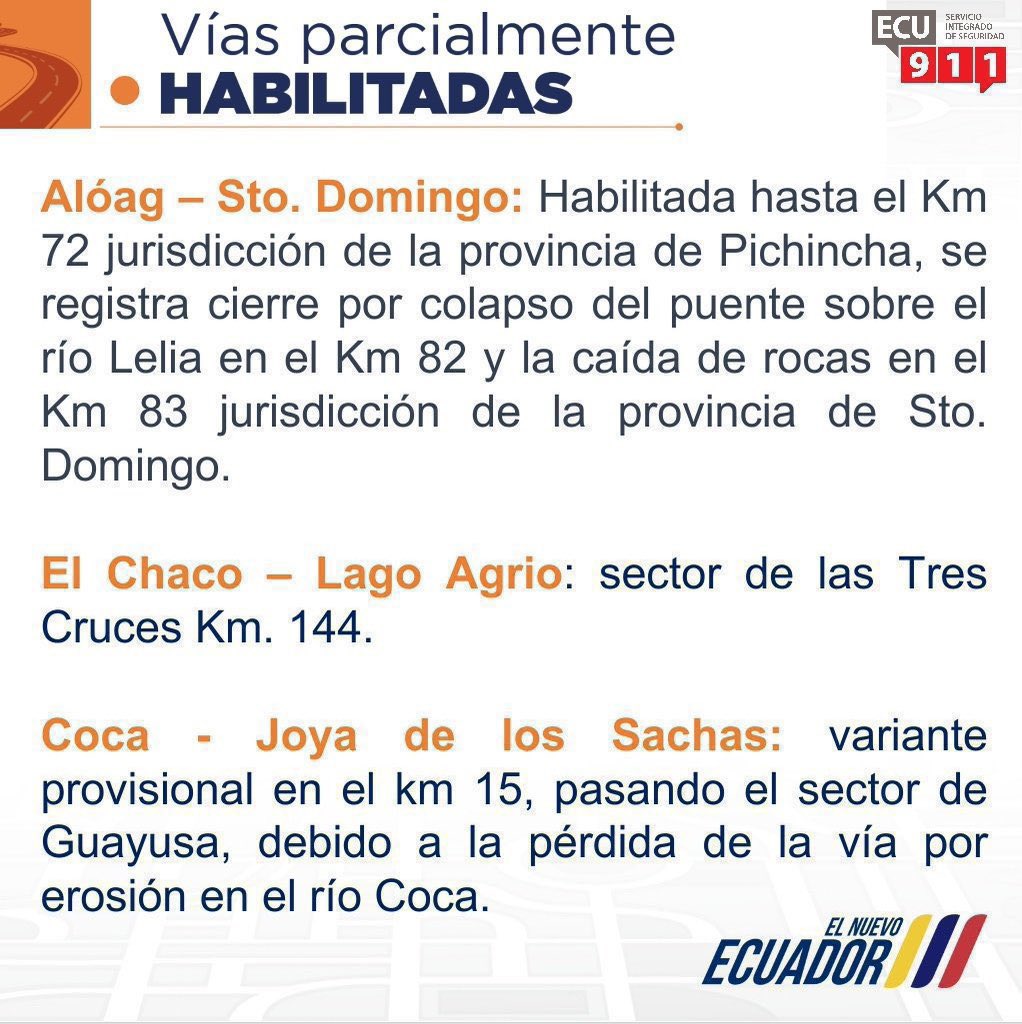 oromartv's tweet image. #Pichincha 

📌Ecu911 da a conocer el estado de rutas en las provincias Pichincha, Napo y Orellana. 

“Ante cualquier emergencia, llame sin costo al 9-1-1 durante las 24 horas del día”, anuncia la institución.

#ConteoFinal
#ReferéndumYConsulta2024