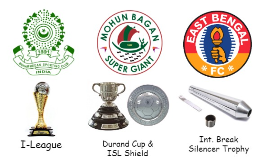 Kolkata Clubs and the trophies they won this season:

#IndianFootball #JoyMohunBagan #EastBengalFC #MohammedanSC