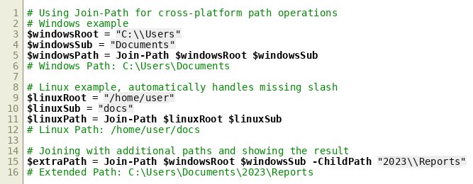 #PowerShell tip of the day: Prefer `Join-Path` over string concatenation to handle path operations; it automatically accounts for missing slashes and system-specific path separators.