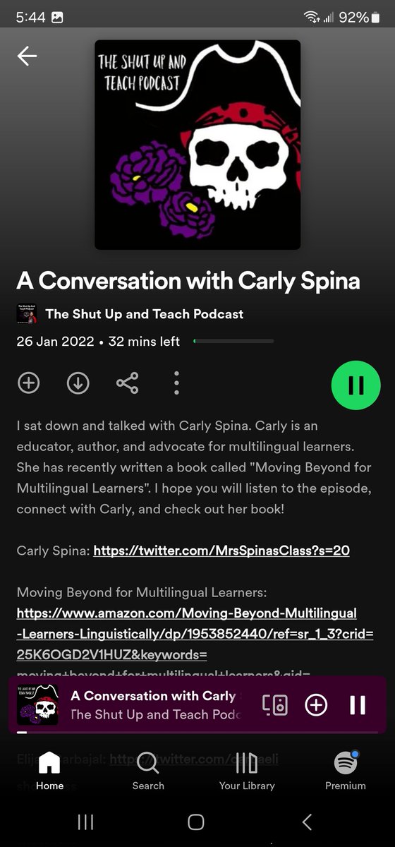 Getting ready for the gym listening to @carbaeli podcast w/@MrsSpinasClass She has been in education for 15 years supporting EB students from the classroom to the district level. Carly states we are all on a language journey and then talks about her book. She then gives ideas on