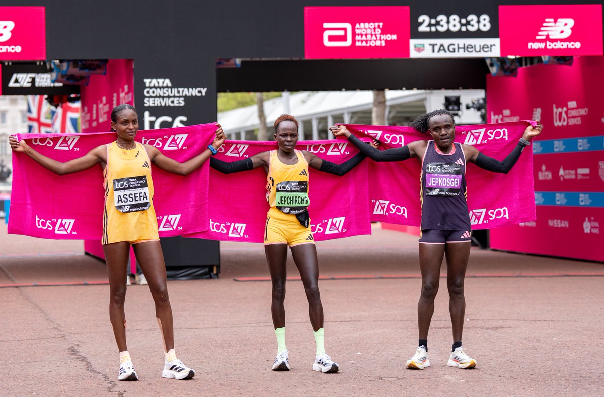 @LondonMarathon @athletics_kenya @WMMajors @Olympics The full top 4️⃣ stays inside the previous women-only world record ‼️ 🥇 Peres Jepchirchir 2:16:16 WR 🥈 Tigist Assefa 2:16:23 🥉 Joyciline Jepkosgei 2:16:24 4️⃣ Megertu Alemu 2:16:34 #londonmarathon2024
