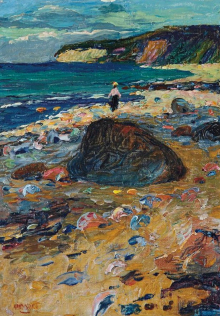 This remarkable work painted in 1901 on Rügen, an island in the Baltic sea, shows the growing influence of Monet's sense of light and Paul Signac's stylistic technique on Wassily Kandinsky - it also shows him anticipating the tensions and relationships between pure colours in a