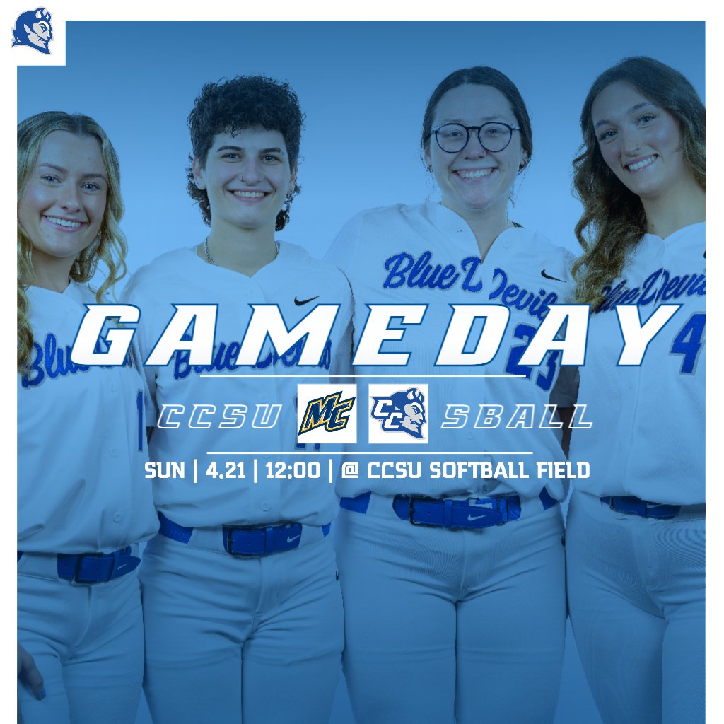 🥎SENIOR DAY🥎 
🗓Sun, April 21
⏰12:00 PM
🆚Merrimack
🏟️CCSU Softball Field
📍New Britain, CT
📊tinyurl.com/yjf5ntsf
💻tinyurl.com/dhsv9pjx

#GoBlueDevils | #NECSB 🔵⚪️