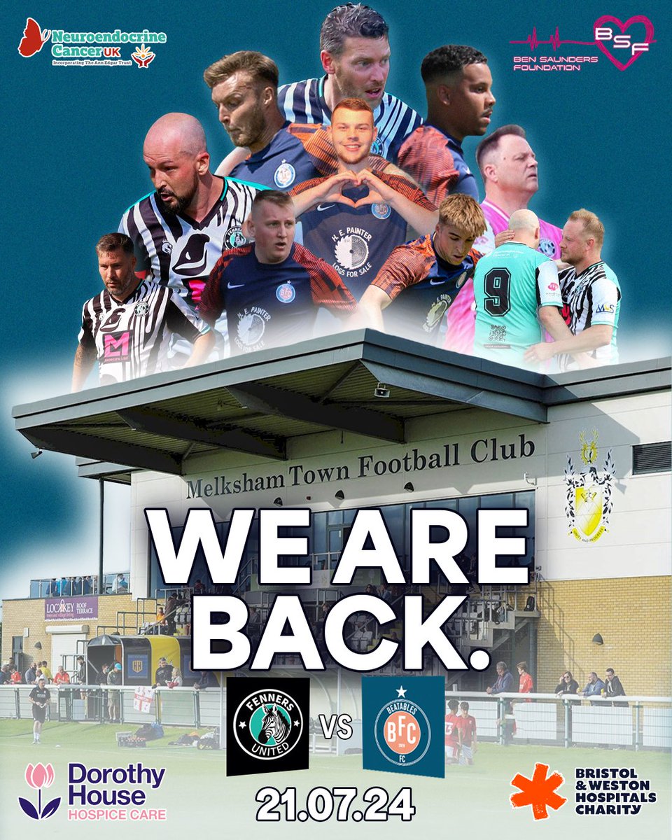 BeatablesFC's tweet photo. Let’s do this. Again. 👊

We are delighted to announce that Beatables FC will return this summer!

We will be taking on Fenners United at @MelkshamTownFC in aid of @ncukcharity and @BSF2020! 💚🩷

#FENBFC | #CharityMatch https://t.co/rqcsooJlLn